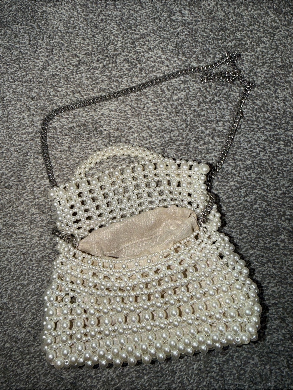 Zara Pearl Beaded Handbag - Ivory Elegant Evening Bag - Picture 9 of 11